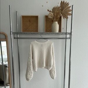 Moon & Madison Cream Crew Neck Sweater with Chunky Knit